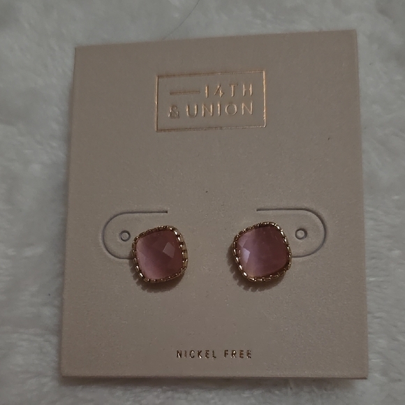 14th & Union Pink and Gold Cabochon‎ Earrings - Picture 1 of 5